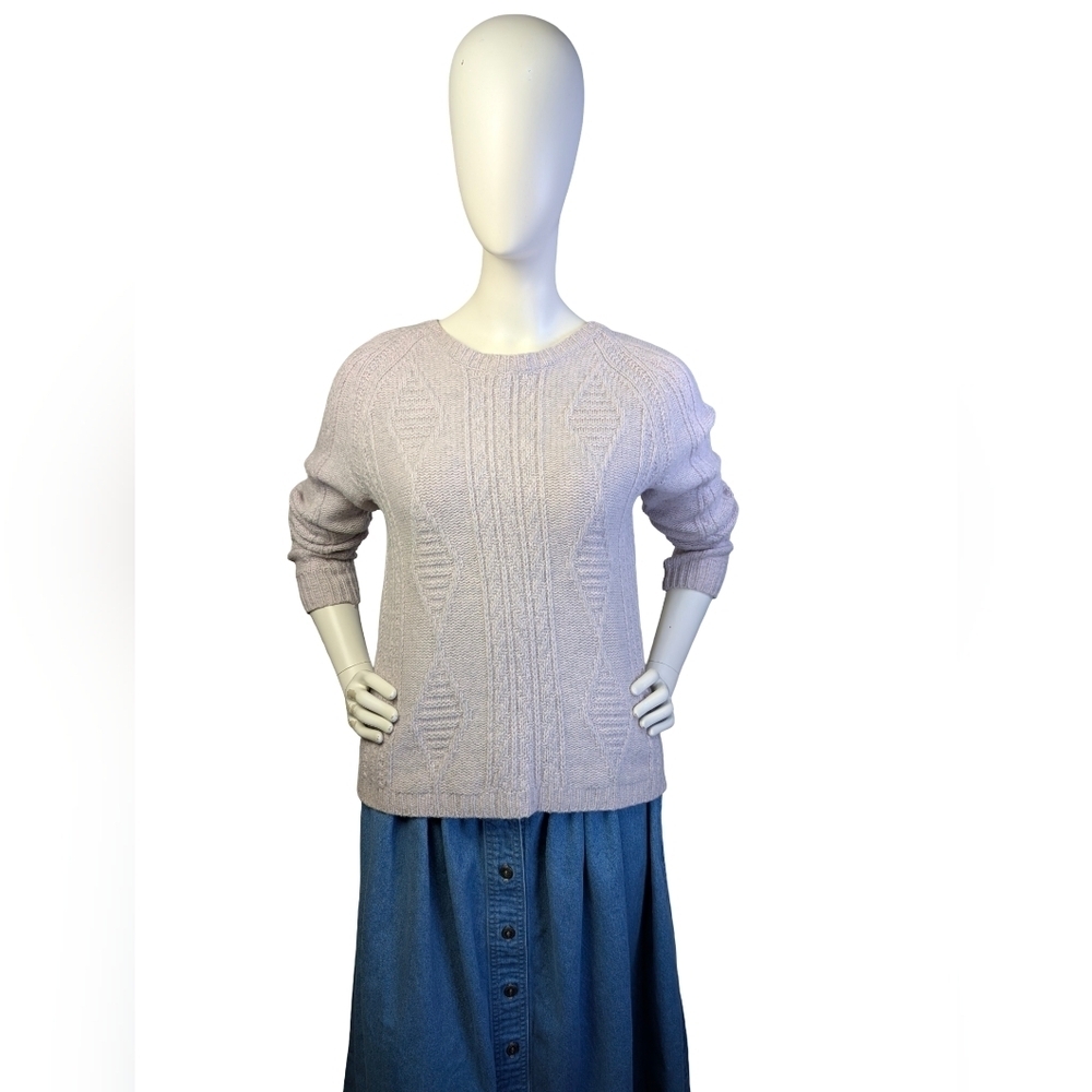 Madewell Merino Wool Cable Knit Sweater Back Zip Palisade Medium - Picture 2 of 9